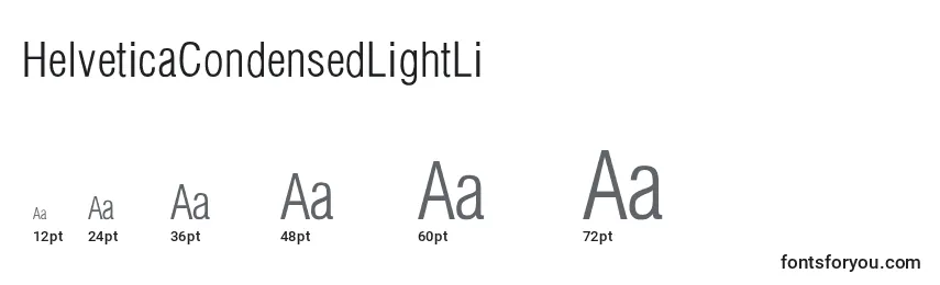 Размеры шрифта HelveticaCondensedLightLi