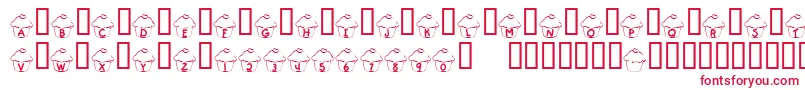 フォントKrCupcake – 白い背景に赤い文字