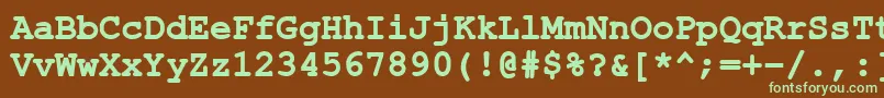 フォントCo1251b – 緑色の文字が茶色の背景にあります。