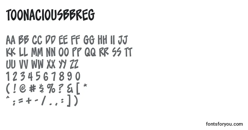Schriftart ToonaciousbbReg – Alphabet, Zahlen, spezielle Symbole