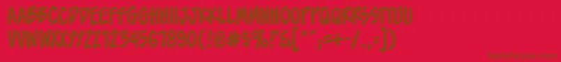 ToonaciousbbReg-Schriftart – Braune Schriften auf rotem Hintergrund