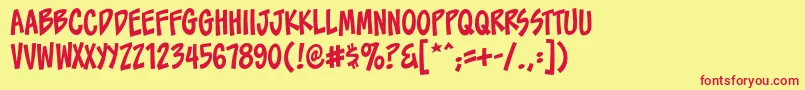 ToonaciousbbReg Font – Red Fonts on Yellow Background