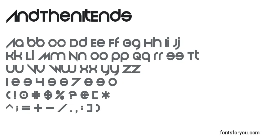 Czcionka AndThenItEnds – alfabet, cyfry, specjalne znaki