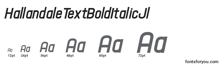 HallandaleTextBoldItalicJl Font Sizes