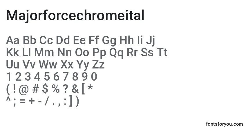 Schriftart Majorforcechromeital – Alphabet, Zahlen, spezielle Symbole