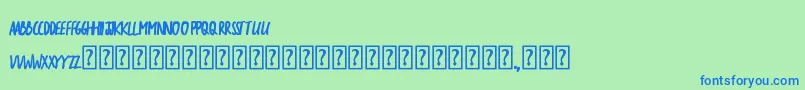Fonte TheSarcasticGiraffeBold – fontes azuis em um fundo verde
