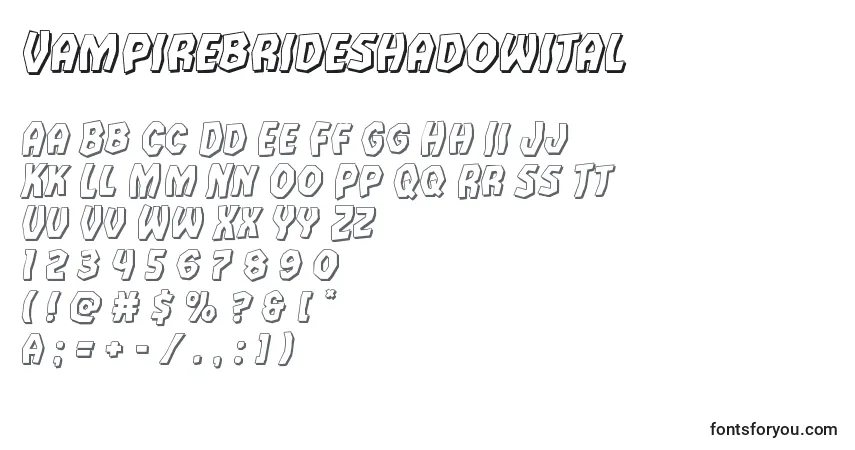 Шрифт Vampirebrideshadowital – алфавит, цифры, специальные символы