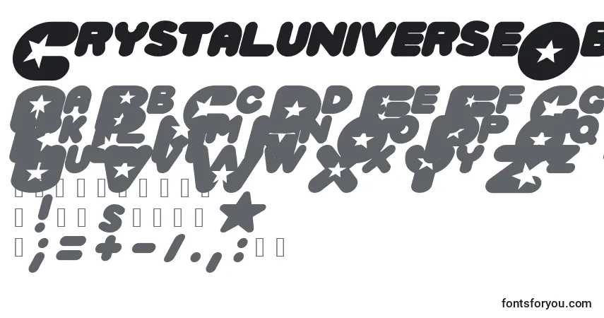 Шрифт CrystaluniverseOblique – алфавит, цифры, специальные символы