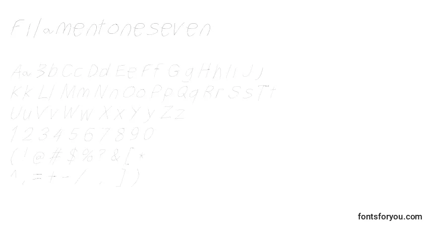 Schriftart Filamentoneseven – Alphabet, Zahlen, spezielle Symbole