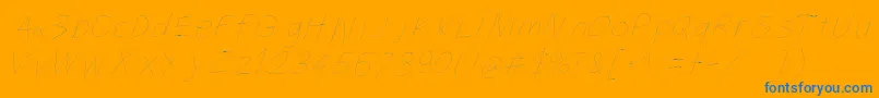 Filamentoneseven-Schriftart – Blaue Schriften auf orangefarbenem Hintergrund