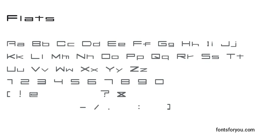A fonte Flats – alfabeto, números, caracteres especiais