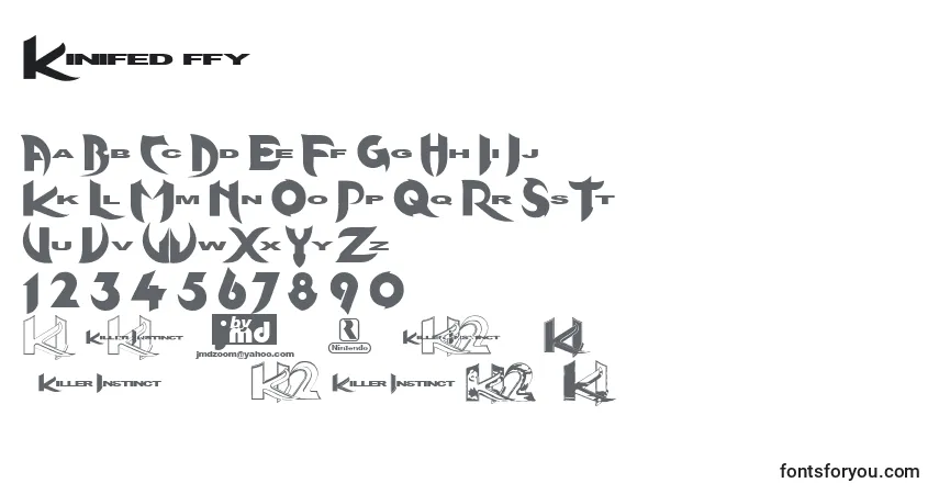 Schriftart Kinifed ffy – Alphabet, Zahlen, spezielle Symbole