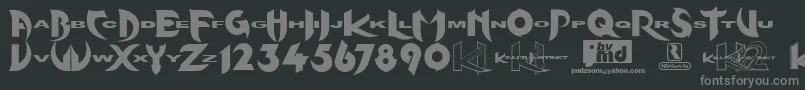 フォントKinifed ffy – 黒い背景に灰色の文字