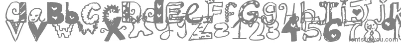 Jamaicafont-fontti – harmaat kirjasimet valkoisella taustalla