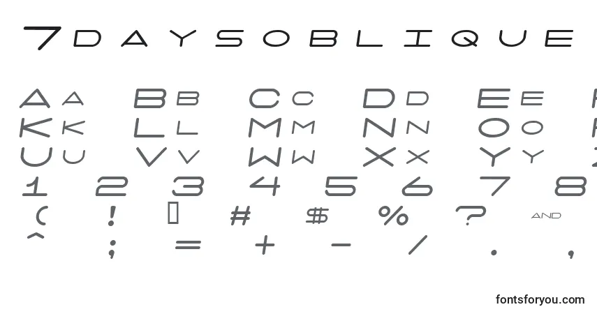 7daysoblique-fontti – aakkoset, numerot, erikoismerkit