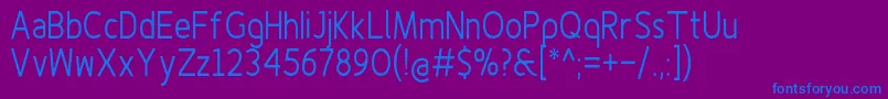 フォントFinenessproregularcond – 紫色の背景に青い文字
