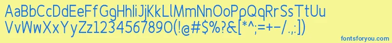 Fonte Finenessproregularcond – fontes azuis em um fundo amarelo