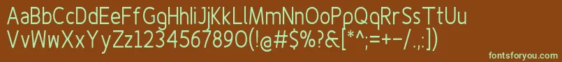 Finenessproregularcond-Schriftart – Grüne Schriften auf braunem Hintergrund