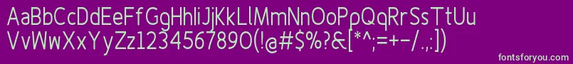 フォントFinenessproregularcond – 紫の背景に緑のフォント