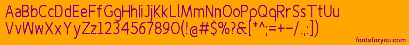フォントFinenessproregularcond – オレンジの背景に紫のフォント