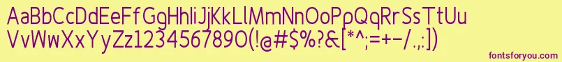 Finenessproregularcond-fontti – violetit fontit keltaisella taustalla