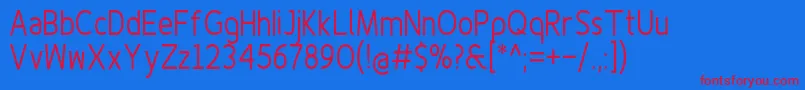 フォントFinenessproregularcond – 赤い文字の青い背景