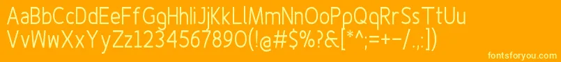 Finenessproregularcond-fontti – keltaiset fontit oranssilla taustalla
