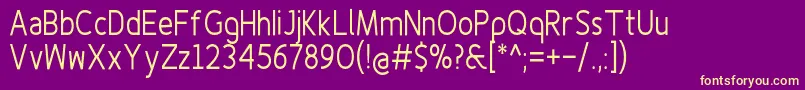 フォントFinenessproregularcond – 紫の背景に黄色のフォント