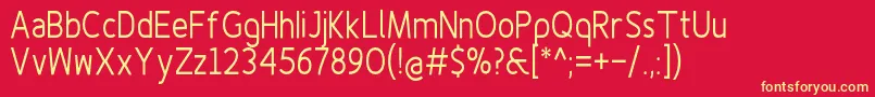 Finenessproregularcond-fontti – keltaiset fontit punaisella taustalla