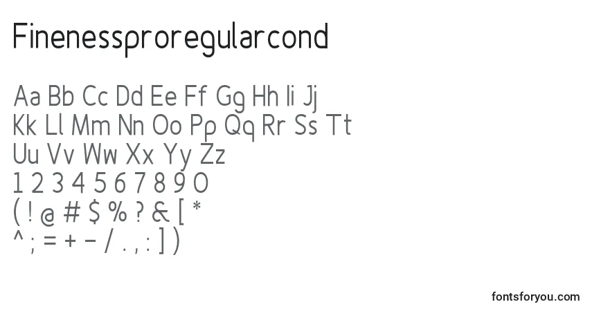 characters of finenessproregularcond font, letter of finenessproregularcond font, alphabet of  finenessproregularcond font