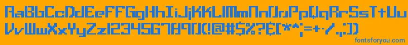 SetbackTtBrk-Schriftart – Blaue Schriften auf orangefarbenem Hintergrund