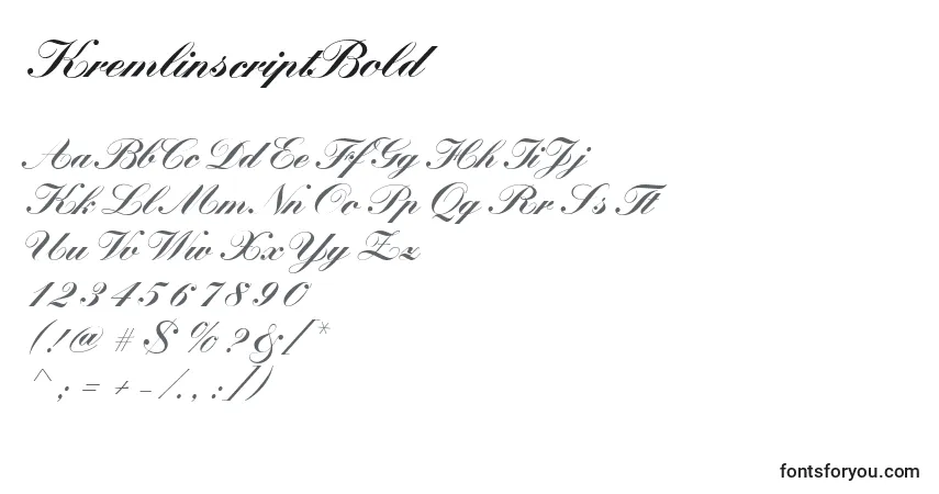 Schriftart KremlinscriptBold – Alphabet, Zahlen, spezielle Symbole