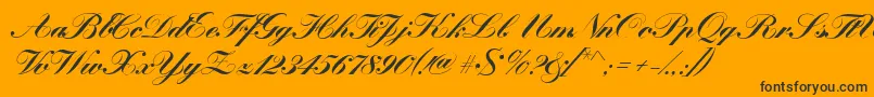 KremlinscriptBold-Schriftart – Schwarze Schriften auf orangefarbenem Hintergrund
