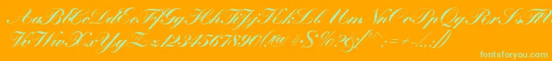 KremlinscriptBold Font – Green Fonts on Orange Background