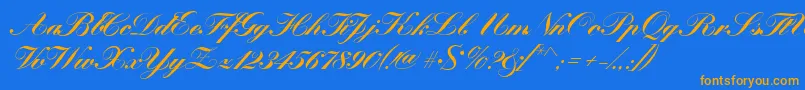 KremlinscriptBold Font – Orange Fonts on Blue Background
