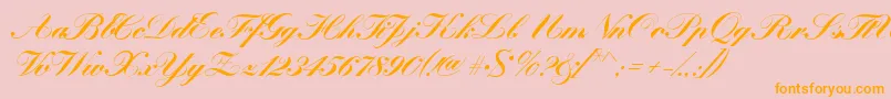 KremlinscriptBold Font – Orange Fonts on Pink Background