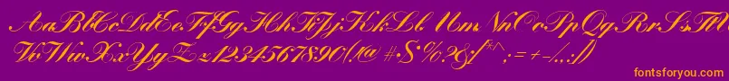 KremlinscriptBold Font – Orange Fonts on Purple Background