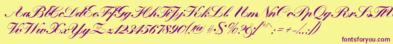 KremlinscriptBold Font – Purple Fonts on Yellow Background