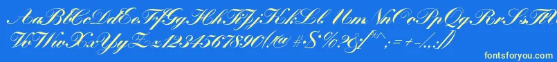 KremlinscriptBold Font – Yellow Fonts on Blue Background