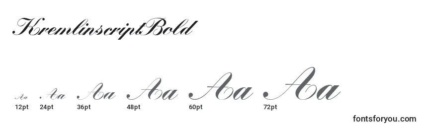 KremlinscriptBold Font Sizes