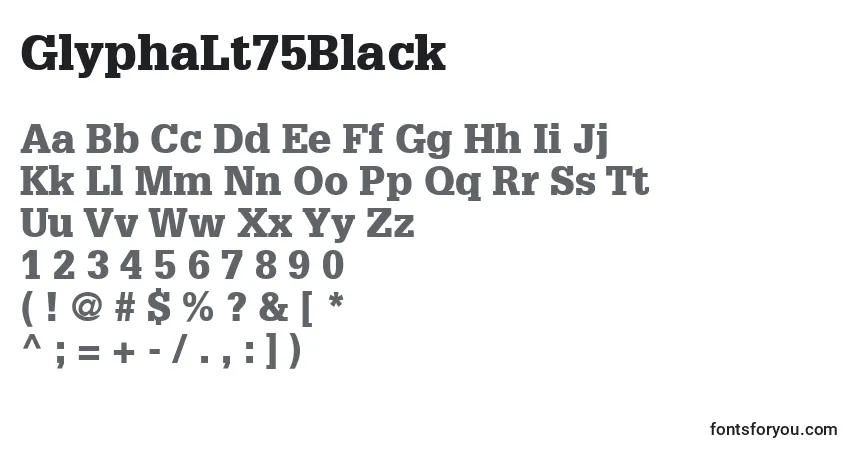 Шрифт GlyphaLt75Black – алфавит, цифры, специальные символы
