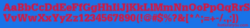 GlyphaLt75Black-Schriftart – Rote Schriften auf blauem Hintergrund
