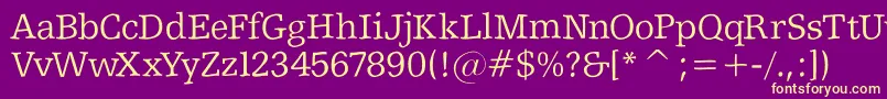 Fonte Shakeyslabserif – fontes amarelas em um fundo roxo