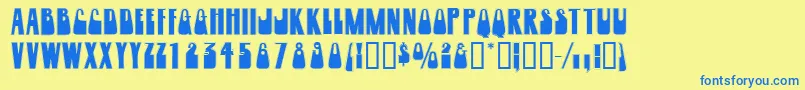 Woogiedisplayoutlinecapsssk Font – Blue Fonts on Yellow Background
