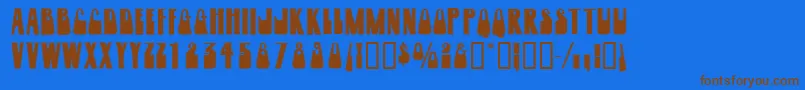 Шрифт Woogiedisplayoutlinecapsssk – коричневые шрифты на синем фоне