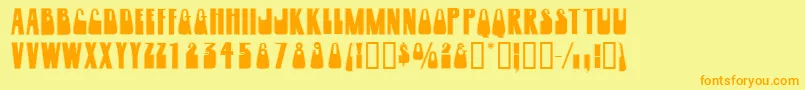 Woogiedisplayoutlinecapsssk Font – Orange Fonts on Yellow Background