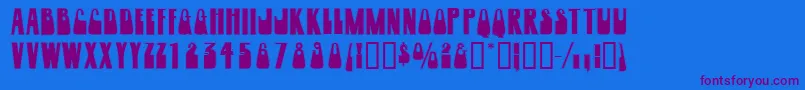 Woogiedisplayoutlinecapsssk-fontti – violetit fontit sinisellä taustalla