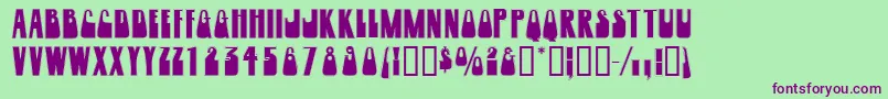 Шрифт Woogiedisplayoutlinecapsssk – фиолетовые шрифты на зелёном фоне