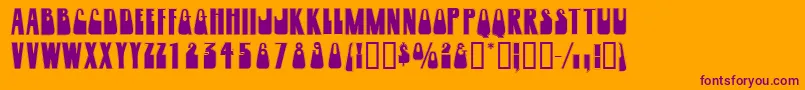 Woogiedisplayoutlinecapsssk-fontti – violetit fontit oranssilla taustalla
