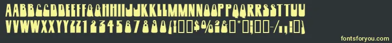Woogiedisplayoutlinecapssskフォントについての詳細 フォントWoogiedisplayoutlinecapsssk – 黒い背景に黄色の文字